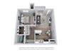 1 bed 1 bath 3D Floor Plan B